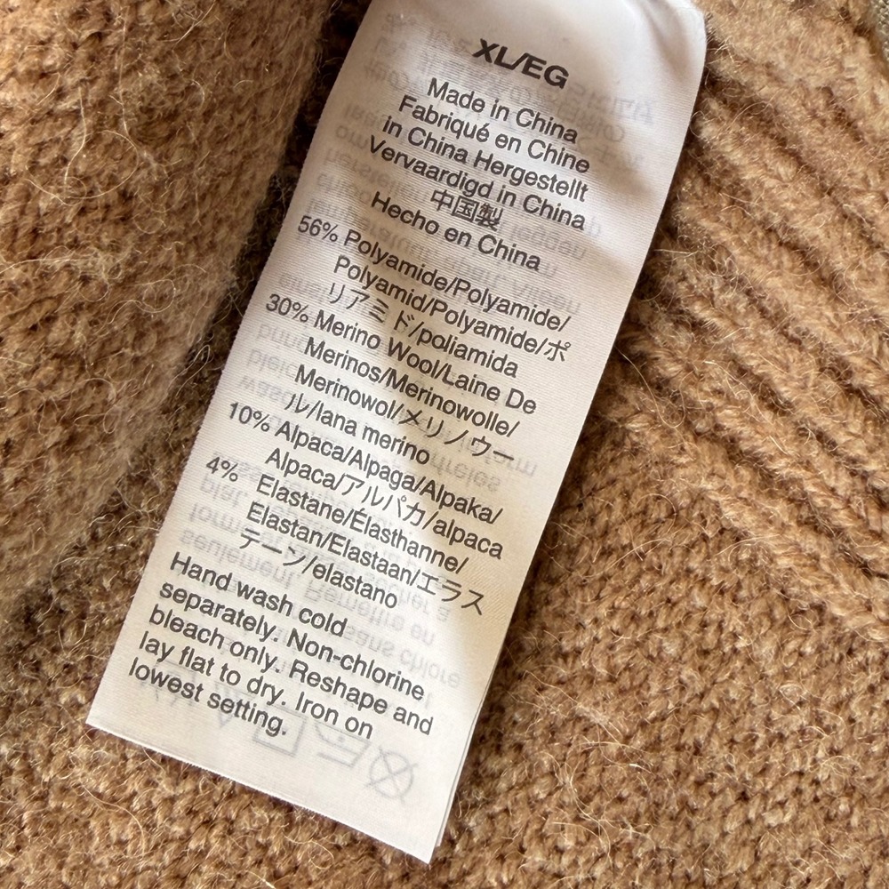 J.Crew Womens XL Merino Wool Alpaca Blend Oversized Cardigan Camel Brown Sweater - Picture 5 of 7